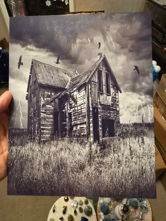 Vintage black and white photo on aluminum.