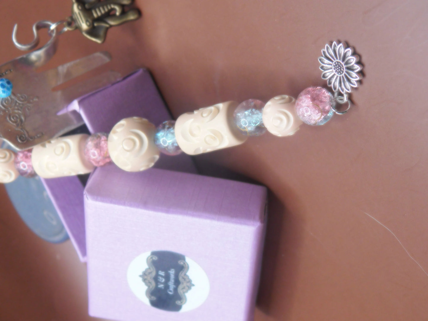 Elephant inspired fork keychain with beads