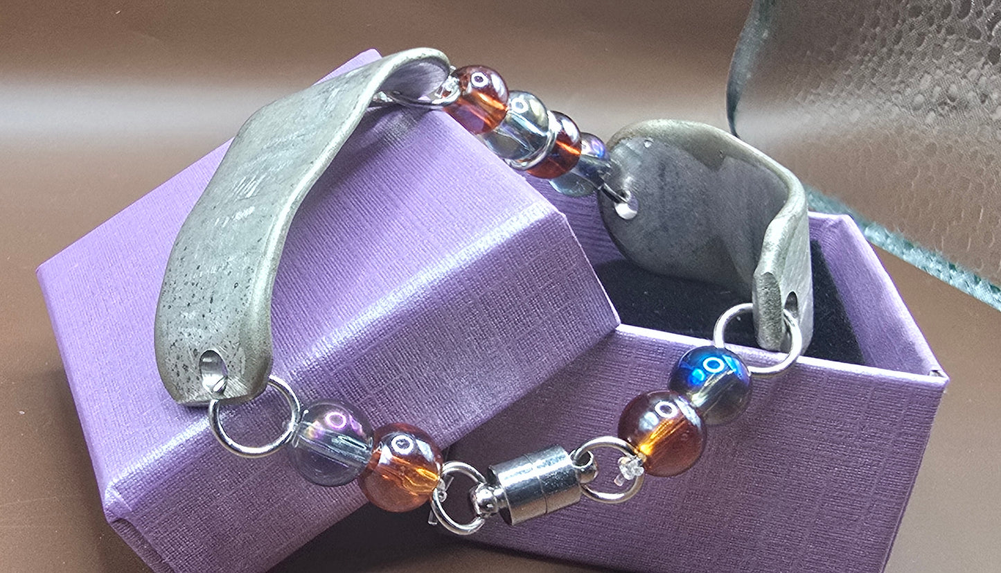 Vintage Repurposed spoon handle bracelet with dragon charm