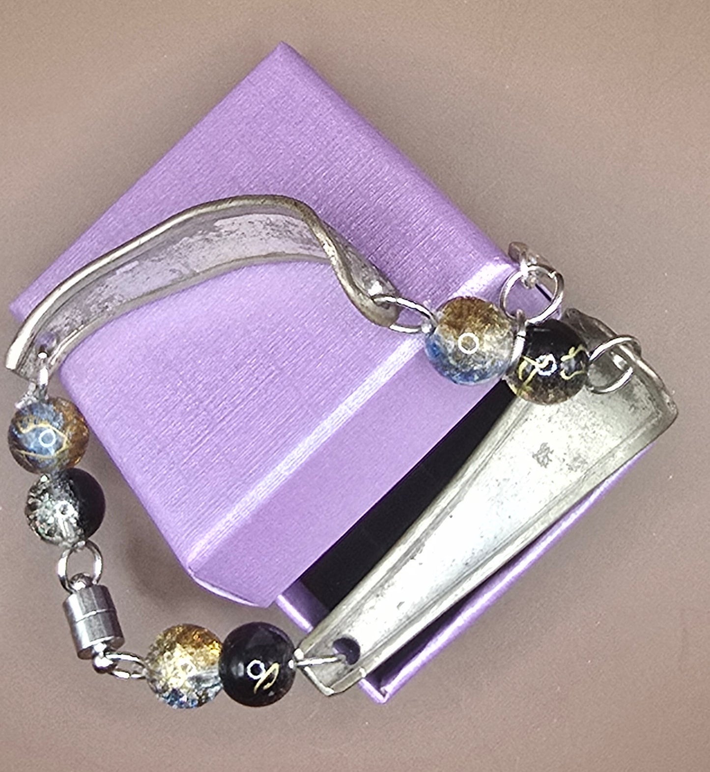 Handmade vintage spoon handle bracelet with treble cleft music