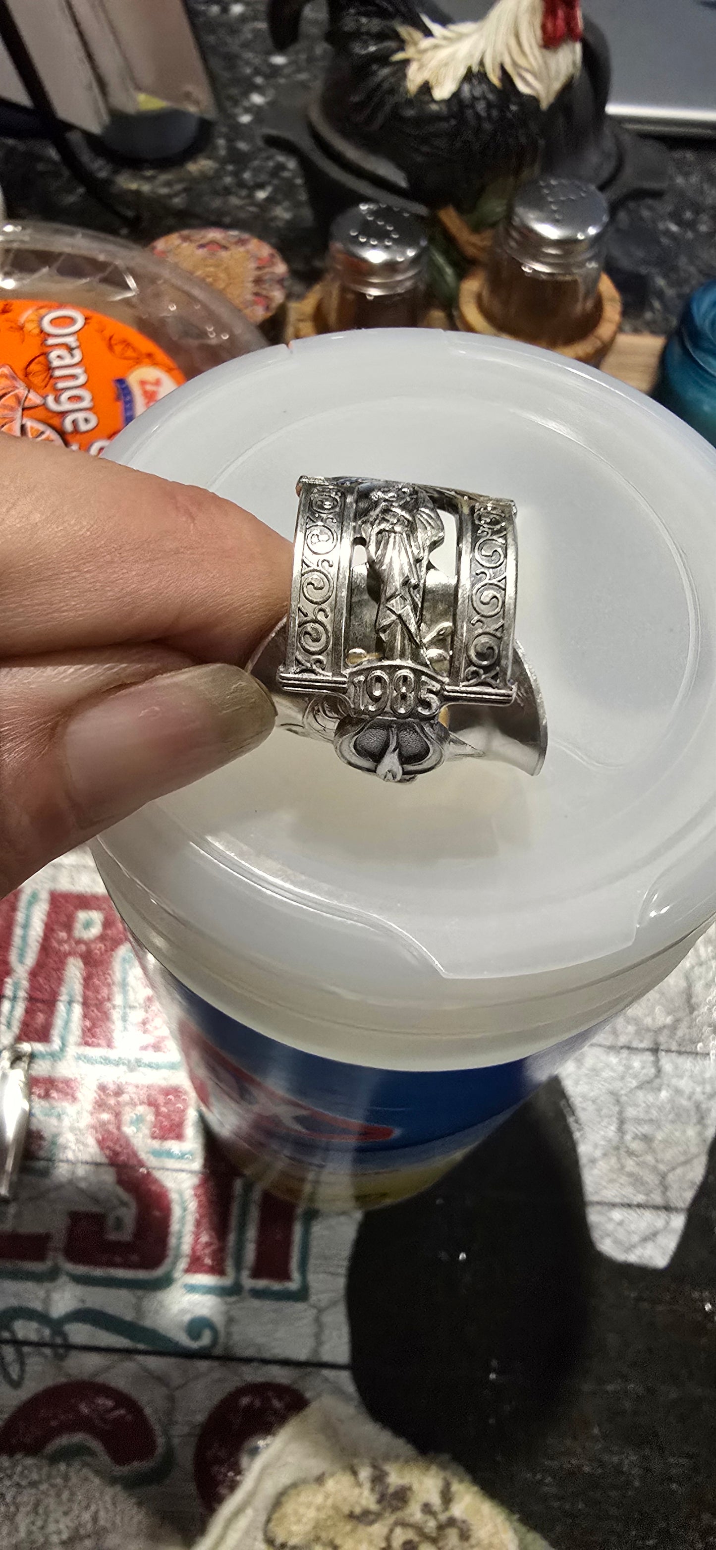1985 christmas spoon saddle style ring