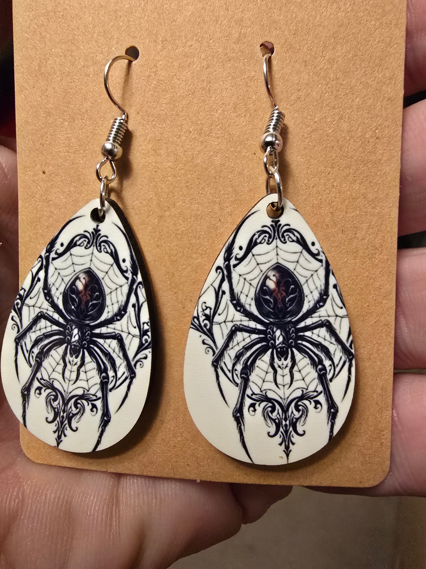 Spooky sublimated spider earrings